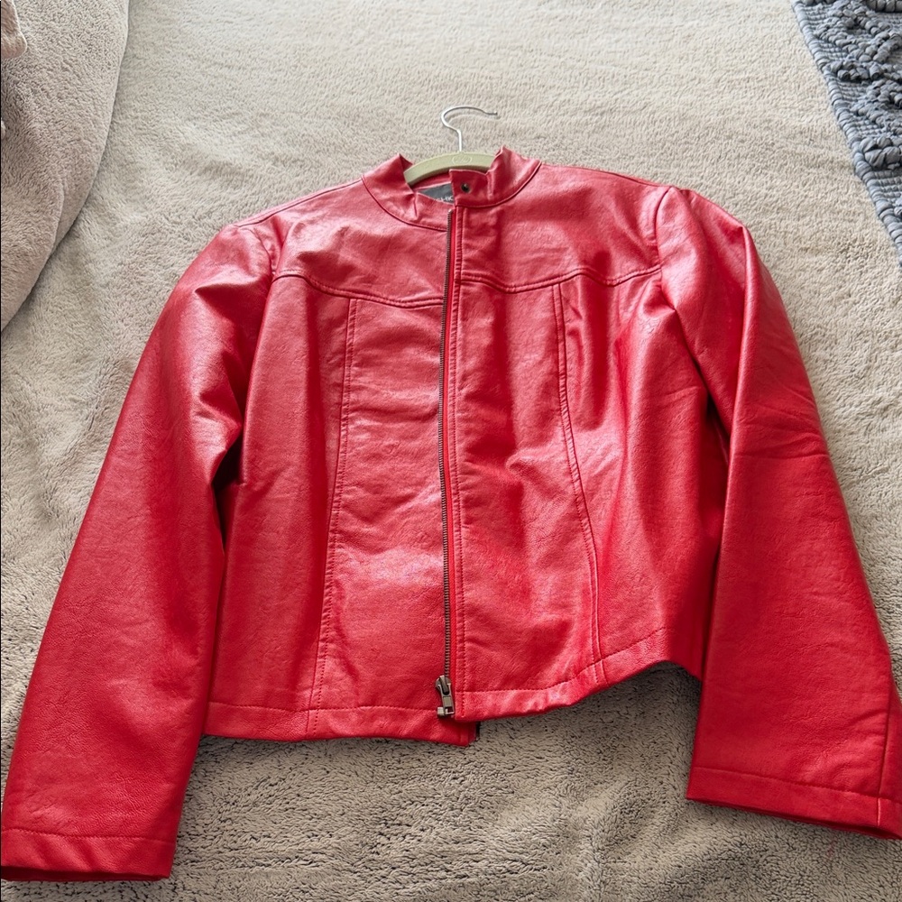 Fashion Nova Red Faux Leather Jacket